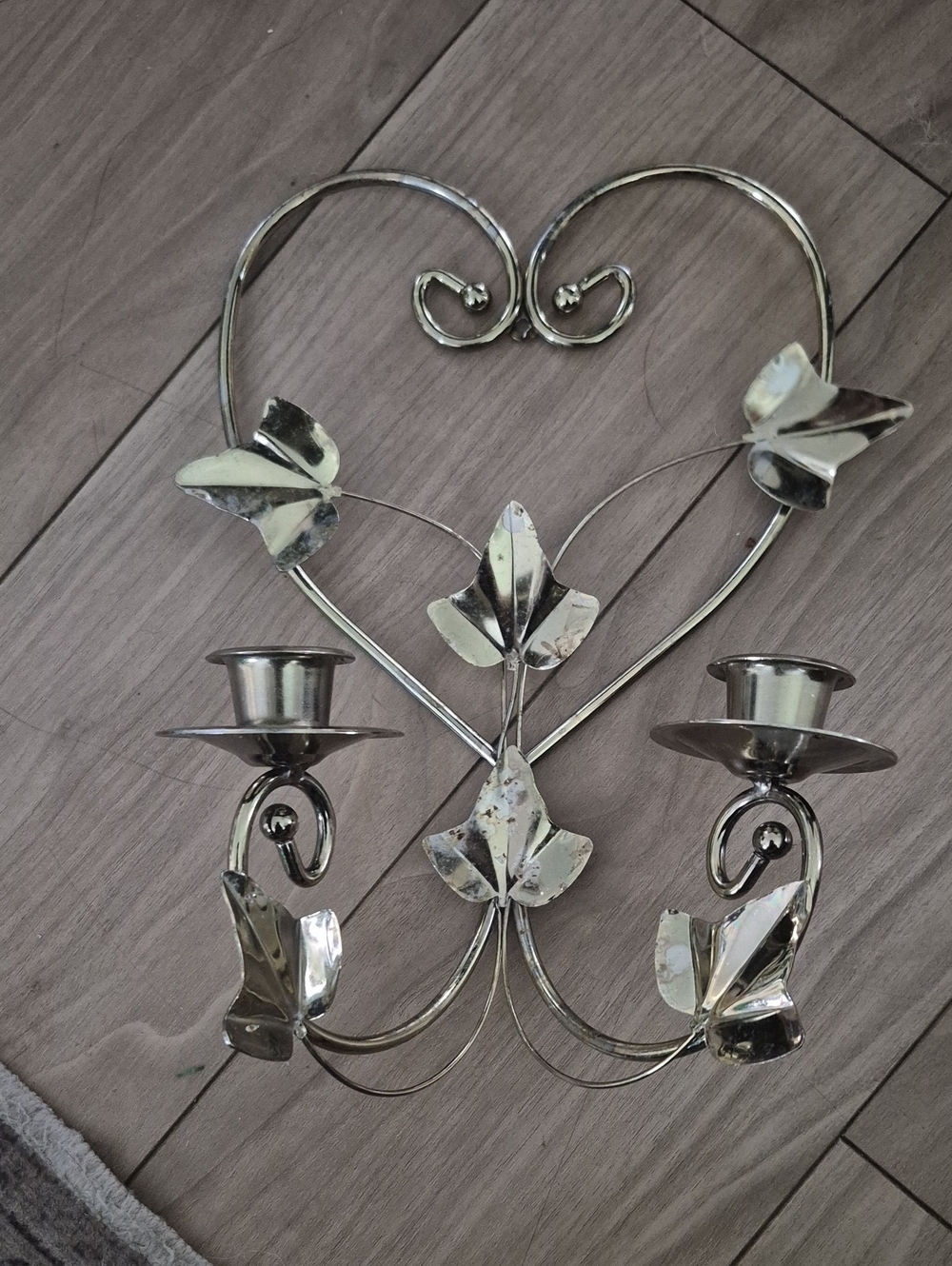 Homco Metal Heart Wall Sconce Candle Holder Gold Vintage